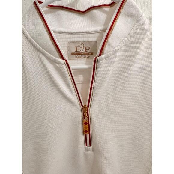 EP Pro Tour Tech Medium Polo Shirt Short Sleeve Half Zip Striped Cuffs Womens - Picture 3 of 7